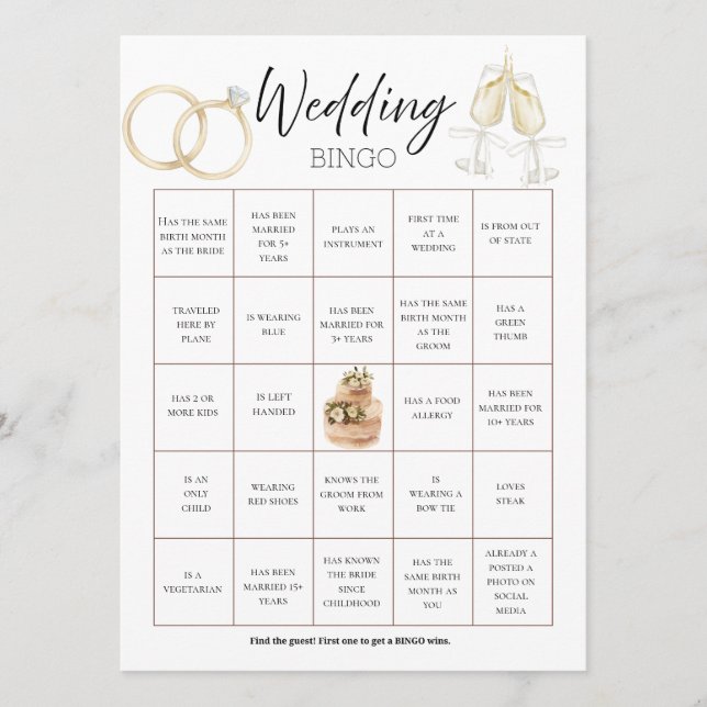 Customizable Wedding Bingo Card & Photo Template (Front)