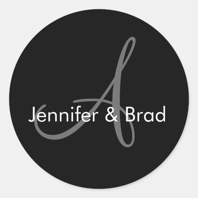 Customizable Wedding Bride Groom Monogram Sticker (Front)