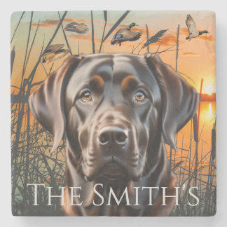 Customizable Wedding Coaster, Chocolate Labrador Stone Coaster
