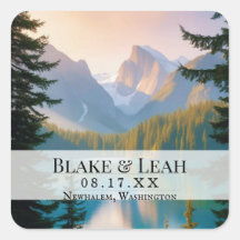 Customizable Wedding Date Event Sticker Mountain