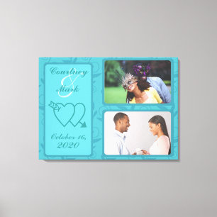 Customizable wedding day photo date canvas art