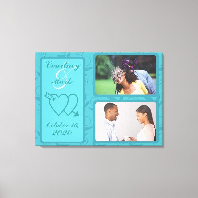 Customizable wedding day photo date canvas art (Front)
