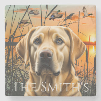 Customizable Wedding Gift, Yellow Labrador Stone Coaster