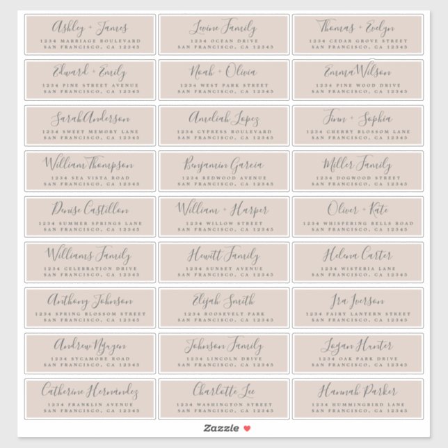 Customizable Wedding Guest Address Labels (Sheet)
