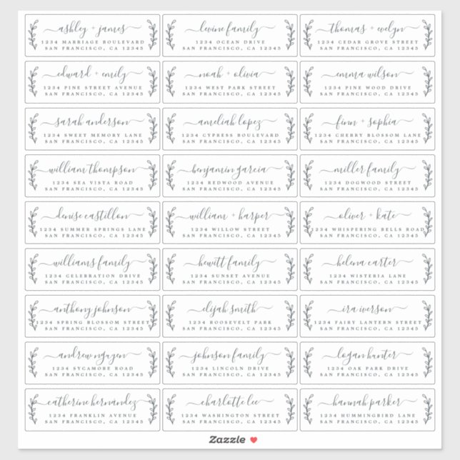 Customizable Wedding Guest Address Labels (Sheet)