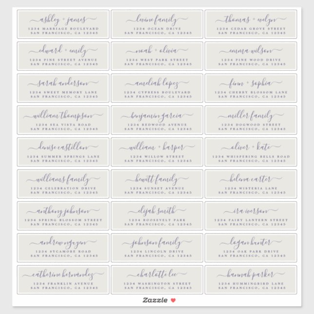 Customizable Wedding Guest Address Labels (Sheet)
