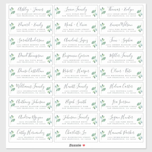 Customizable Wedding Guest Address Labels (Sheet)