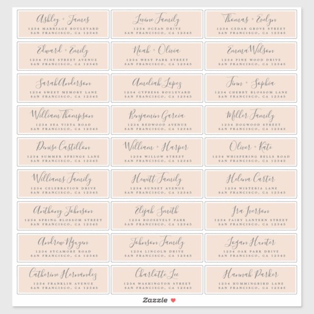 Customizable Wedding Guest Address Labels (Sheet)