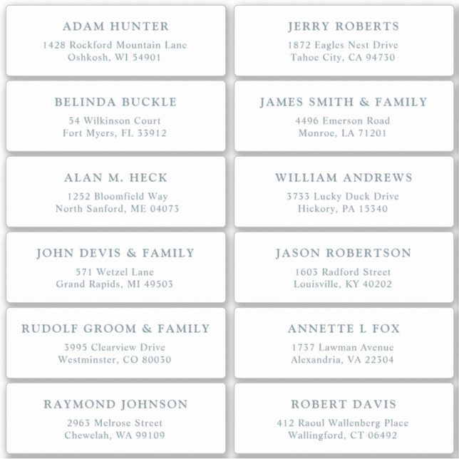 Customizable wedding guest address labels sticker  (Front)