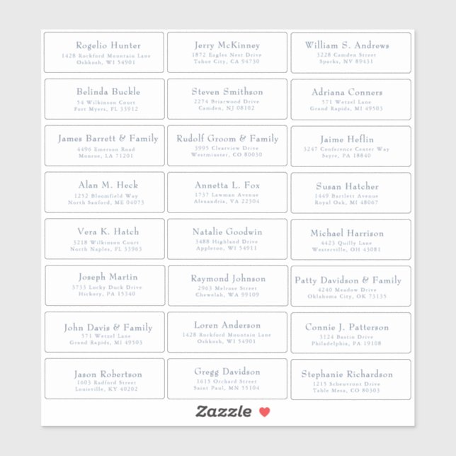 Customizable wedding guest address labels sticker (Sheet)