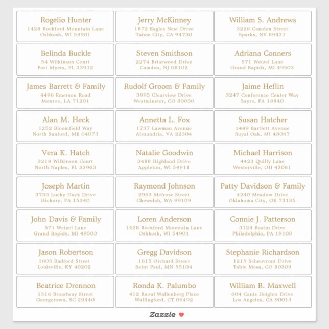 Customizable wedding guest address labels sticker (Sheet)