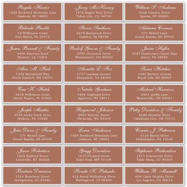Customizable wedding guest address labels sticker (Front)
