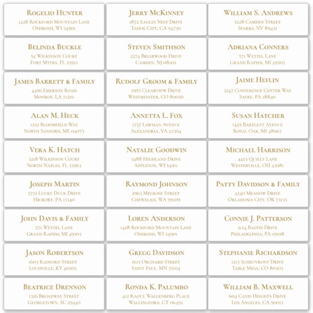 Customizable wedding guest address labels sticker (Front)