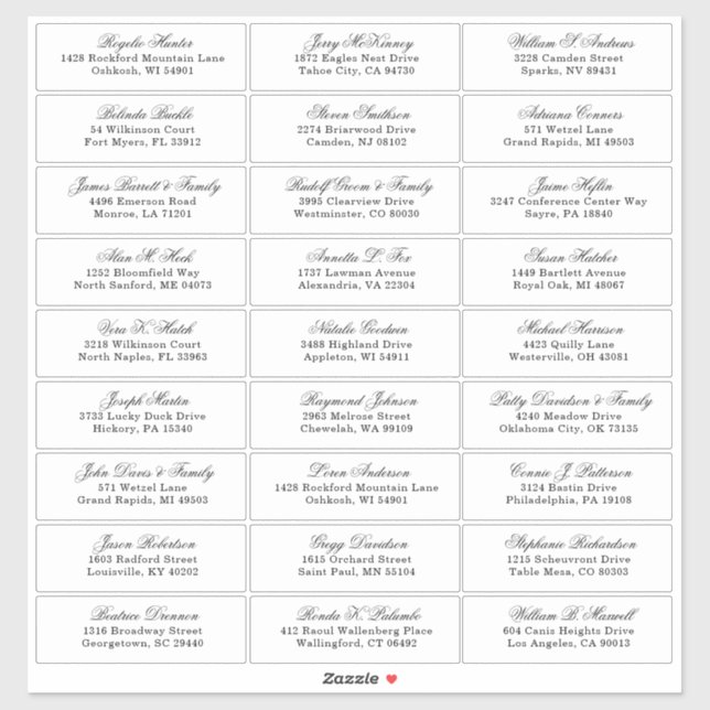Customizable wedding guest address labels sticker (Sheet)