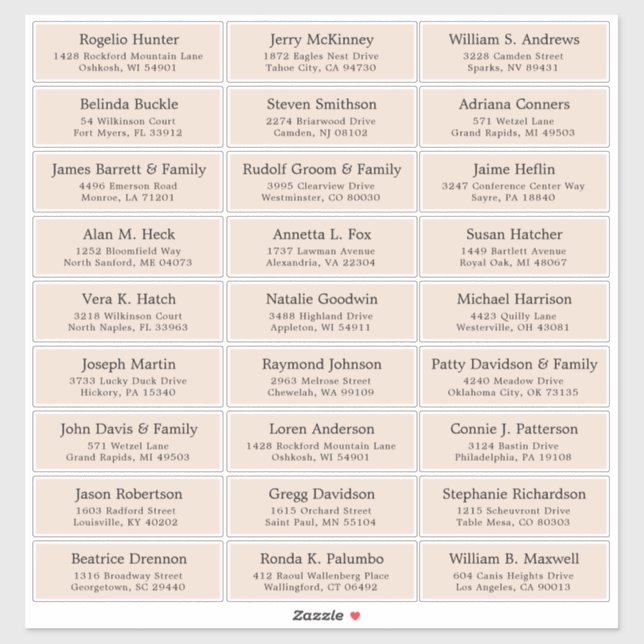 Customizable wedding guest address labels sticker (Sheet)
