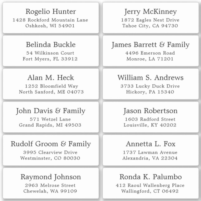 Customizable wedding guest address labels sticker (Front)