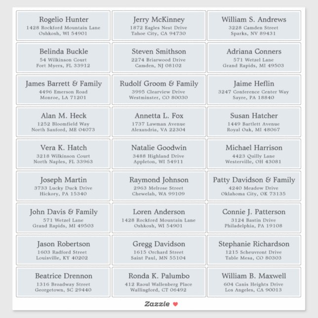 Customizable wedding guest address labels sticker (Sheet)