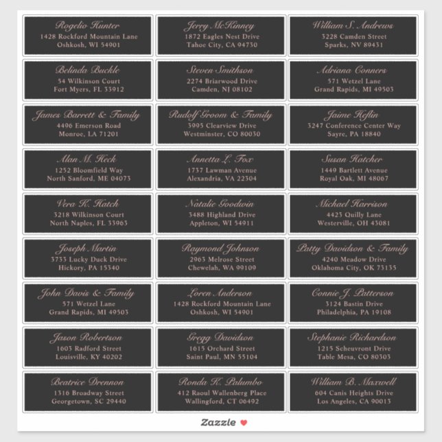 Customizable wedding guest address labels sticker (Sheet)