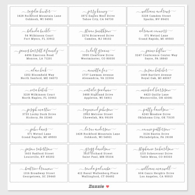 Customizable wedding guest address labels sticker (Sheet)