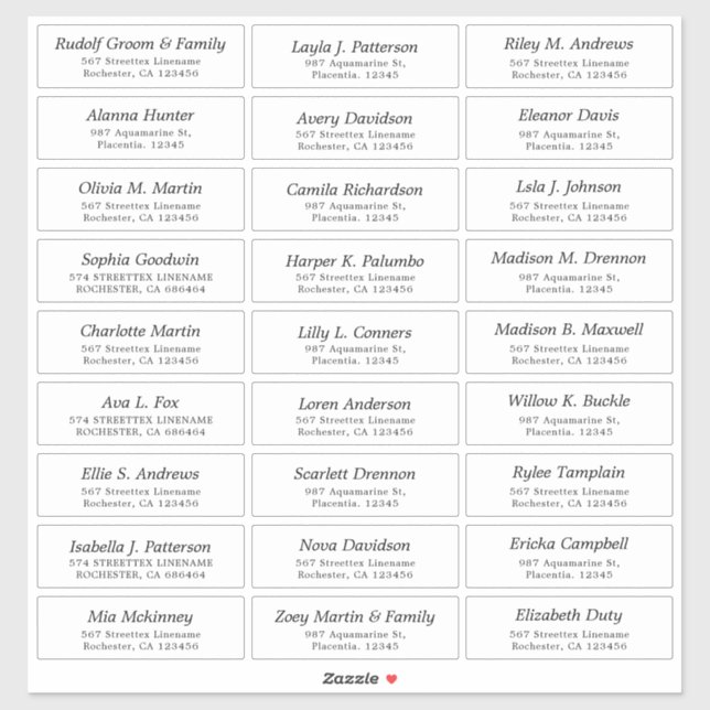 Customizable Wedding Guest lable Stickers (Sheet)