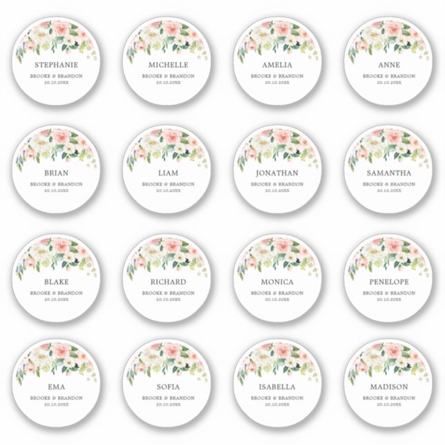 Customizable wedding guest Name Thank you Sticker (Front)