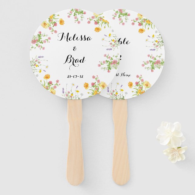 Customizable Wedding Hand Fan - Editable Text (Front and Back)