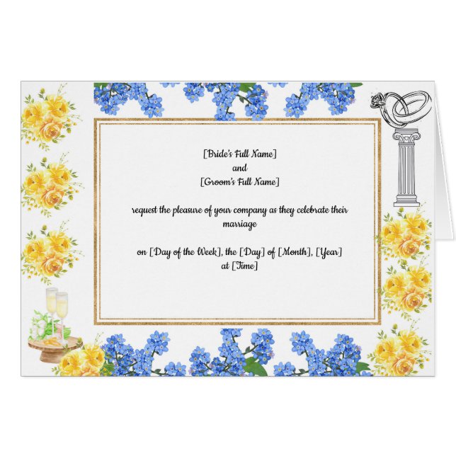 Customizable Wedding invitation Card 4 sided (Front Horizontal)