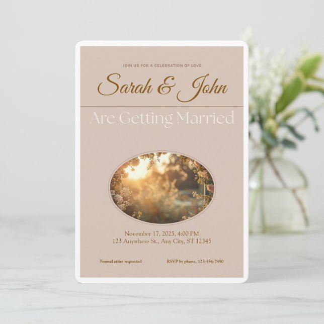 Customizable Wedding Invitation- Elegant & Simple Invitation (Standing Front)