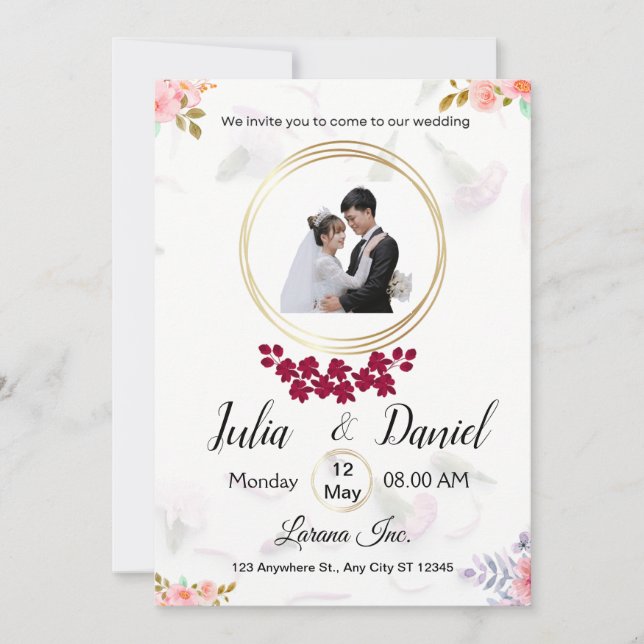 Customizable Wedding Invitation with Couple Pic  (Front)