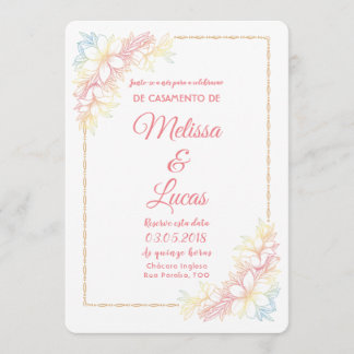 Customizable wedding invitation with flowers.