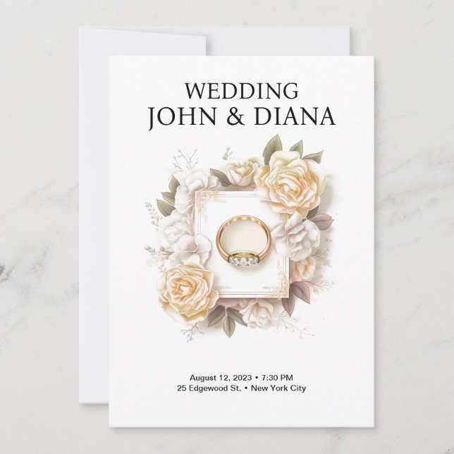 Customizable Wedding Invitation with Ring (Front)