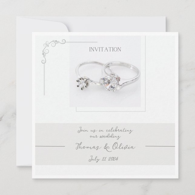 Customizable Wedding Invitation with Two Rings (Front)
