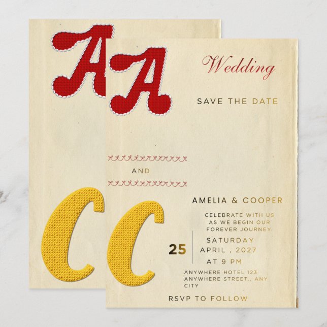 Customizable Wedding Invite – Elegant Typography S (Front/Back)