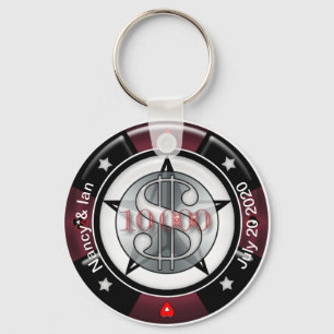 Customizable Wedding Keepsake Vegas Chip Keychain