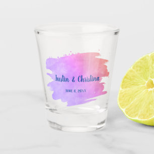 Customizable Wedding Keepsake Watercolor Splash Shot Glass