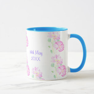 Customizable Wedding Mug , Romantic Pink Roses