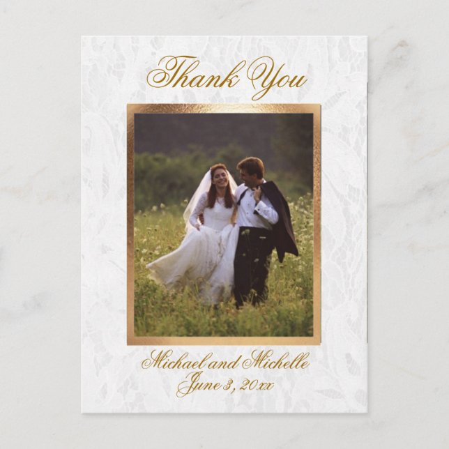 Customizable Wedding Photo Thank You Postcard (Front)