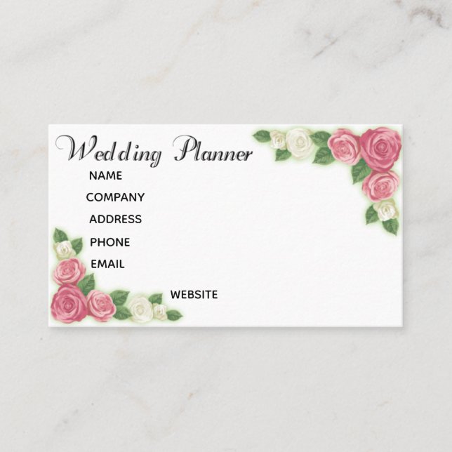 Customizable Wedding Planner business card (Front)