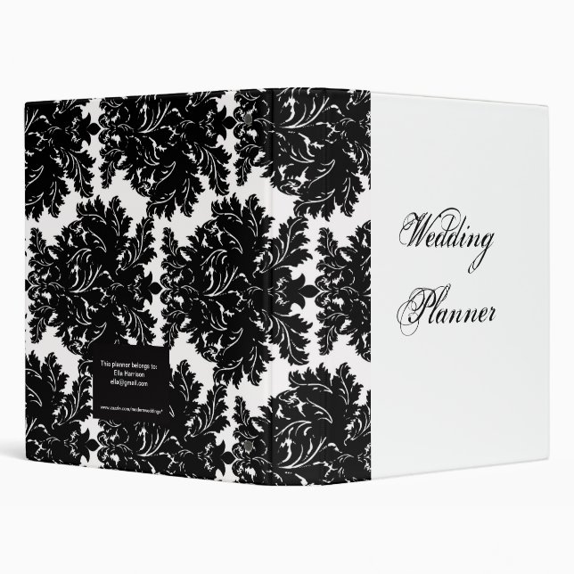 Customizable Wedding Planner Damask Binder (Background)