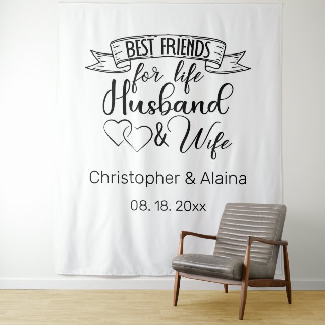 Customizable Wedding Quote Backdrop Tapestry (In Situ)