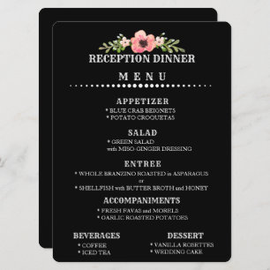 Customizable WEDDING RECEPTION MENU Invitation