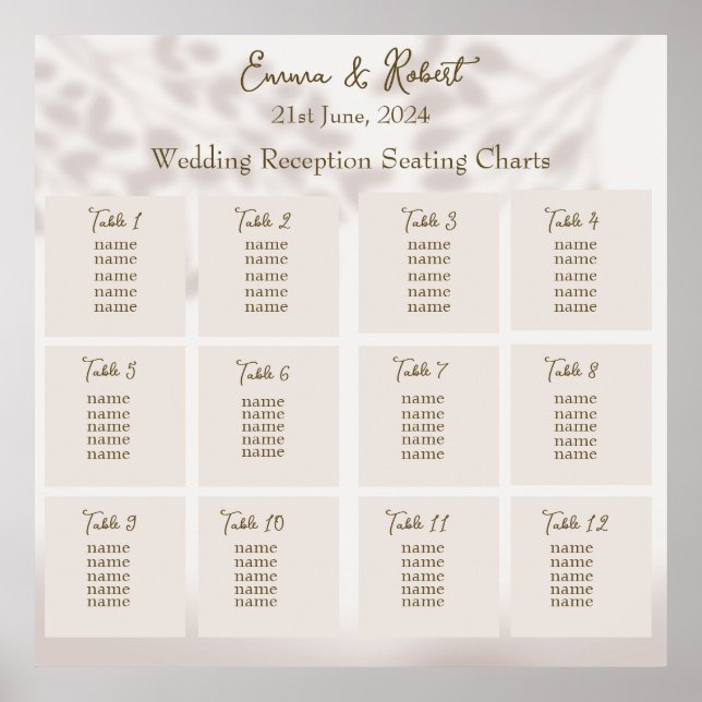 Customizable Wedding Seating Chart (Front)