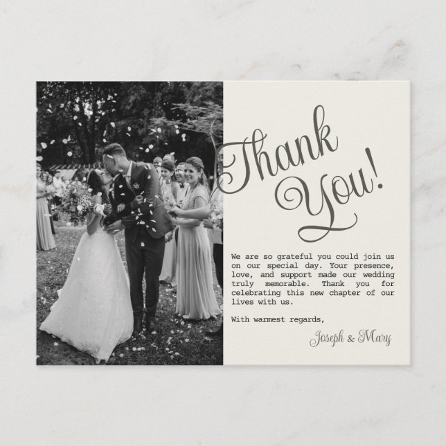 Customizable Wedding Thank You Card Photo Template (Front)