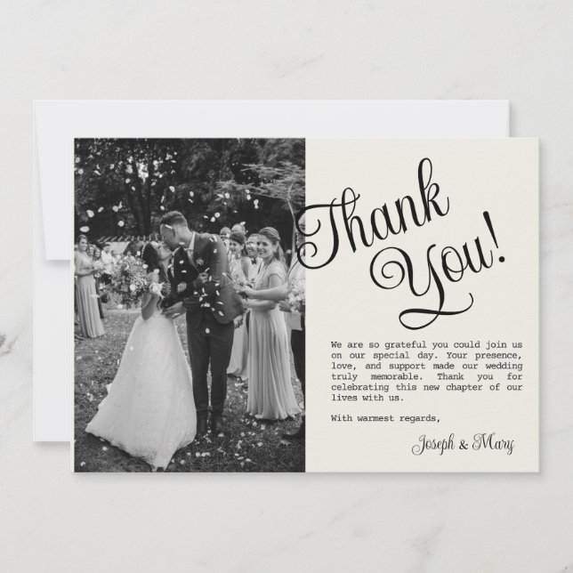 Customizable Wedding Thank You Card Photo Template (Front)