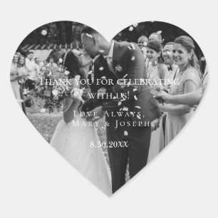 Customizable Wedding Thank You Photo Template Heart Sticker