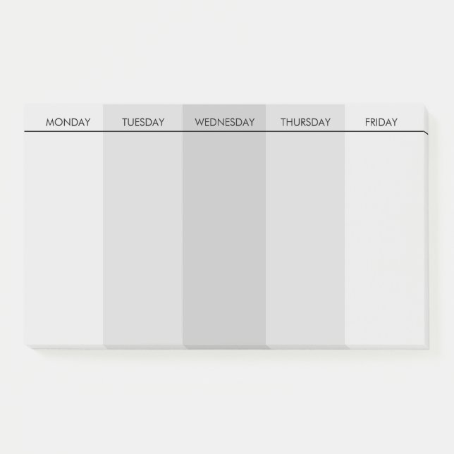 Customizable Weekday To-Do Post-It Note Pad (Front)