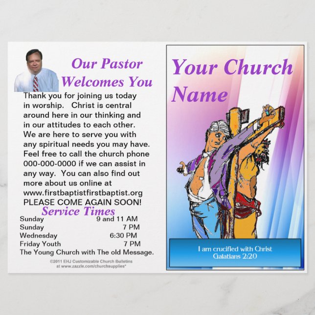 Customizable Weekly Church Bulletin (Inside Blank) (Front)