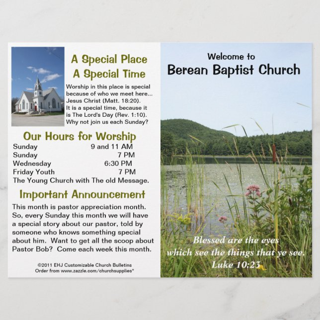 Customizable Weekly Church Bulletin (Outside Only) (Front)