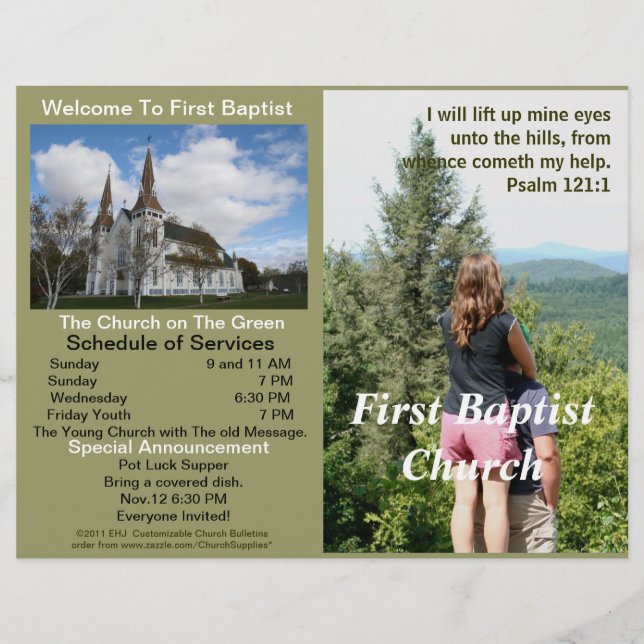 Customizable Weekly Church Bulletin (Outside Only) (Front)