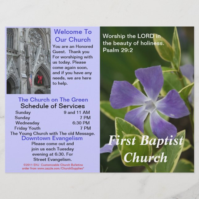 Customizable Weekly Church Bulletin (Outside Only) (Front)